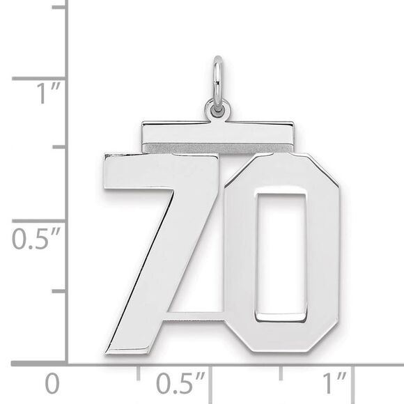 Sterling Silver, Athletic Collection, Large Polished Number 70 Pendant